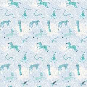 Whimsical safari/blue and mint/small