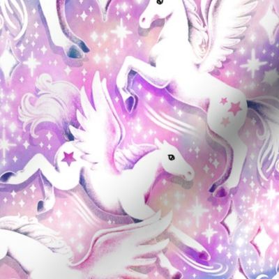Magical Pegasus Ponies - iridecent lilac purple