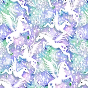 Magical Pegasus Ponies - iridescent purple opal 