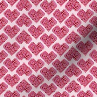 Pixels Hearts // Normal Scale // Blush Pink Background // Valentin day // Pixels Shapes // Folk // Love