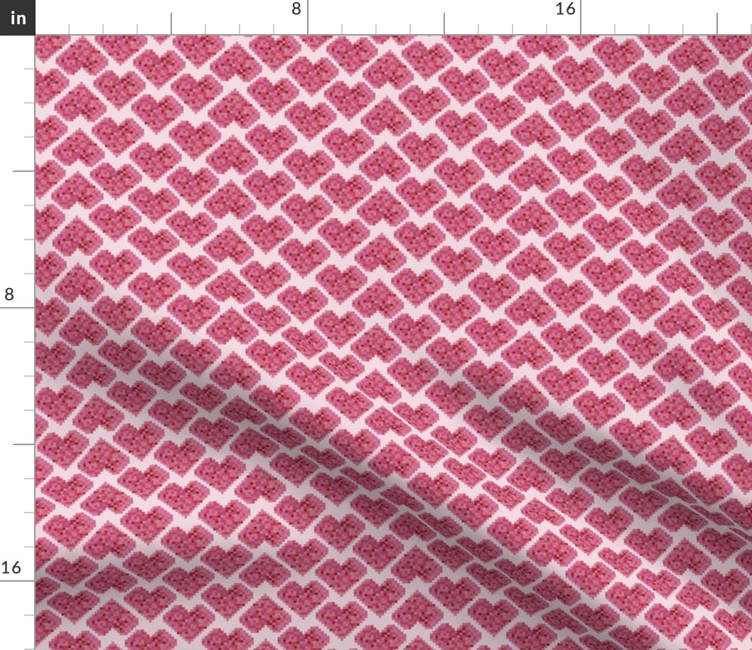 Pixels Hearts // Normal Scale // Blush Pink Background // Valentin day // Pixels Shapes // Folk // Love