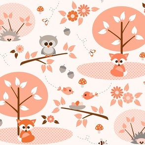 woodland babies in apricot - large