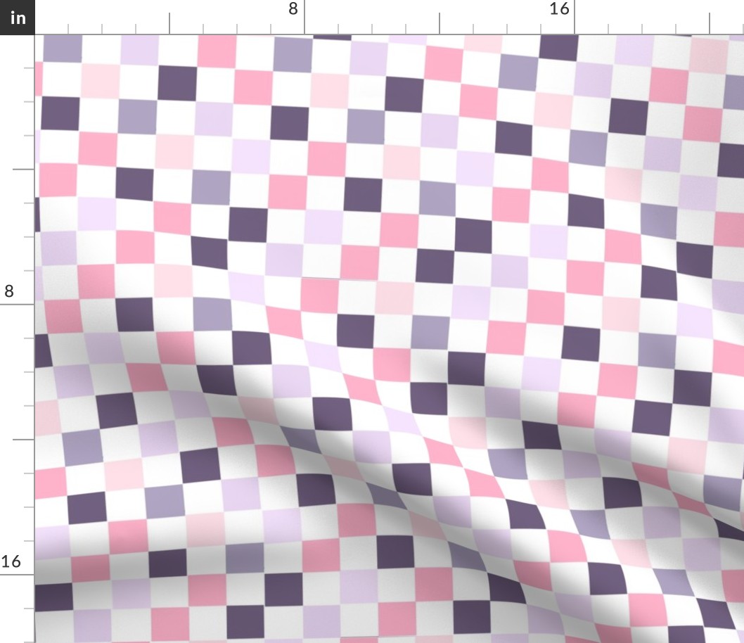 pink and purple checkerboard fabric - pink checkerboard, purple checkerboard, retro checkerboard design