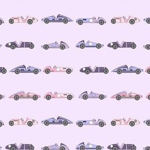 SMALL pink vintage race car fabric - girls racing fabric, kart racing, 