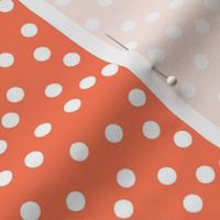 dots fabric - bright peach, peach dots