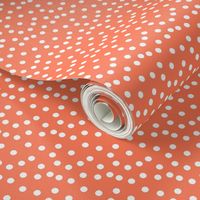 dots fabric - bright peach, peach dots