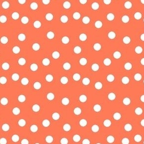 dots fabric - bright peach, peach dots