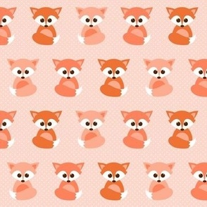 baby foxes in coral and apricot