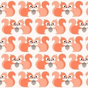 squirrels in apricot and coral