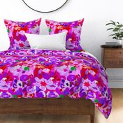 Retro Floral in Purple , Red, and Kelly Green (Large Scale)