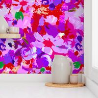 Retro Floral in Purple , Red, and Kelly Green (Large Scale)