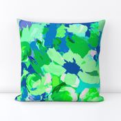 Retro Floral in Minty Green , Cobalt Blue, and Kelly Green (Large Scale)