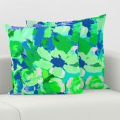 Retro Floral in Minty Green , Cobalt Blue, and Kelly Green (Large Scale)