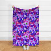 Retro Floral in Purples , Periwinkle, and Royal Blue (Large Scale)