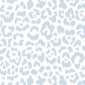 Soft Blue White Ikat leopard