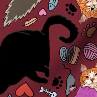 Cat Mix: Ragdolls, Orange Tabbies, & Black Kitties - Wine