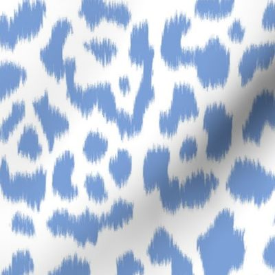 Cornflower White Ikat leopard 