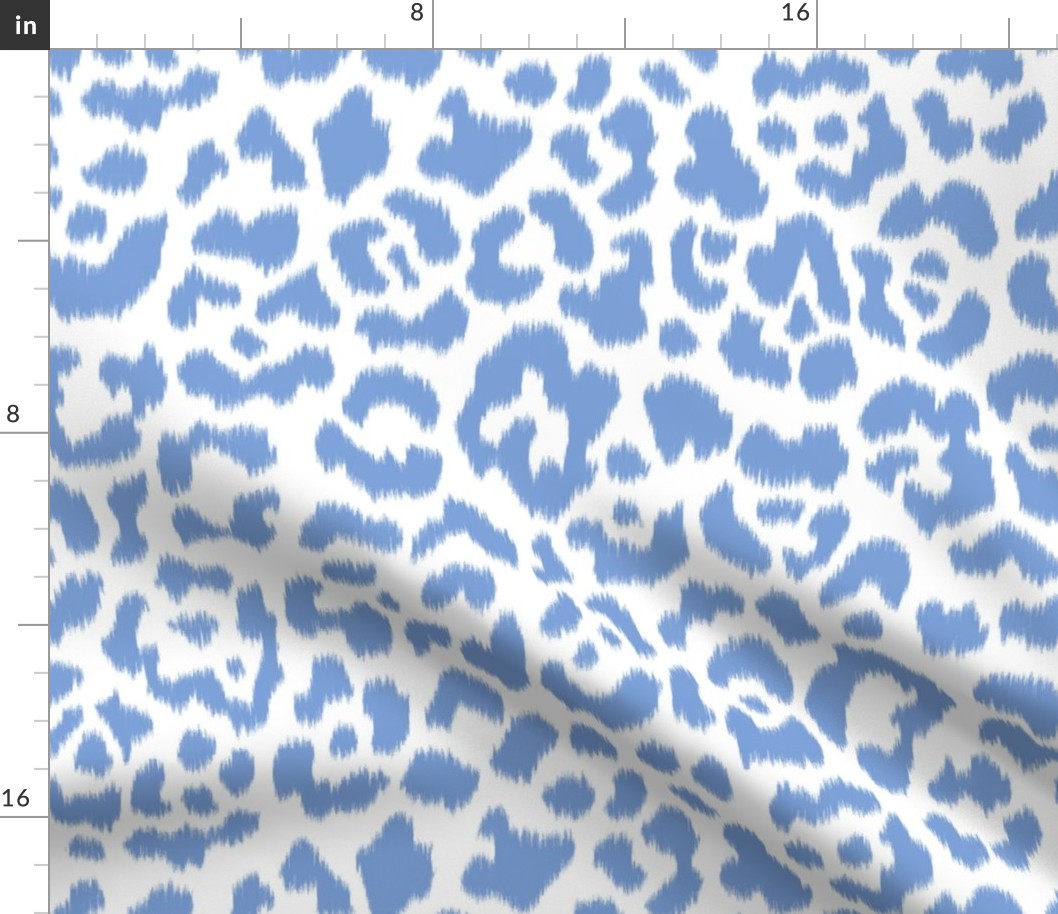 Cornflower White Ikat leopard 