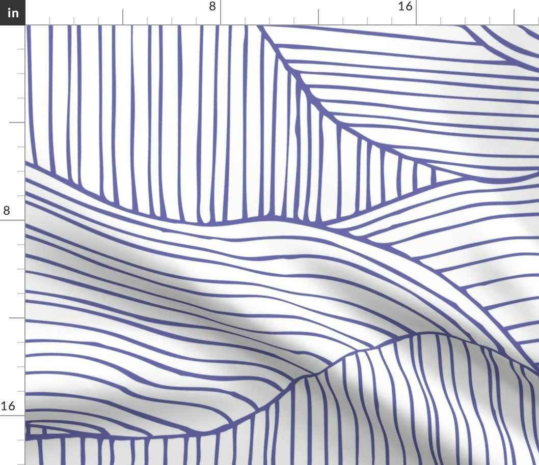 Dunes - Geometric Waves Stripes White Very Peri Periwinkle Jumbo Scale