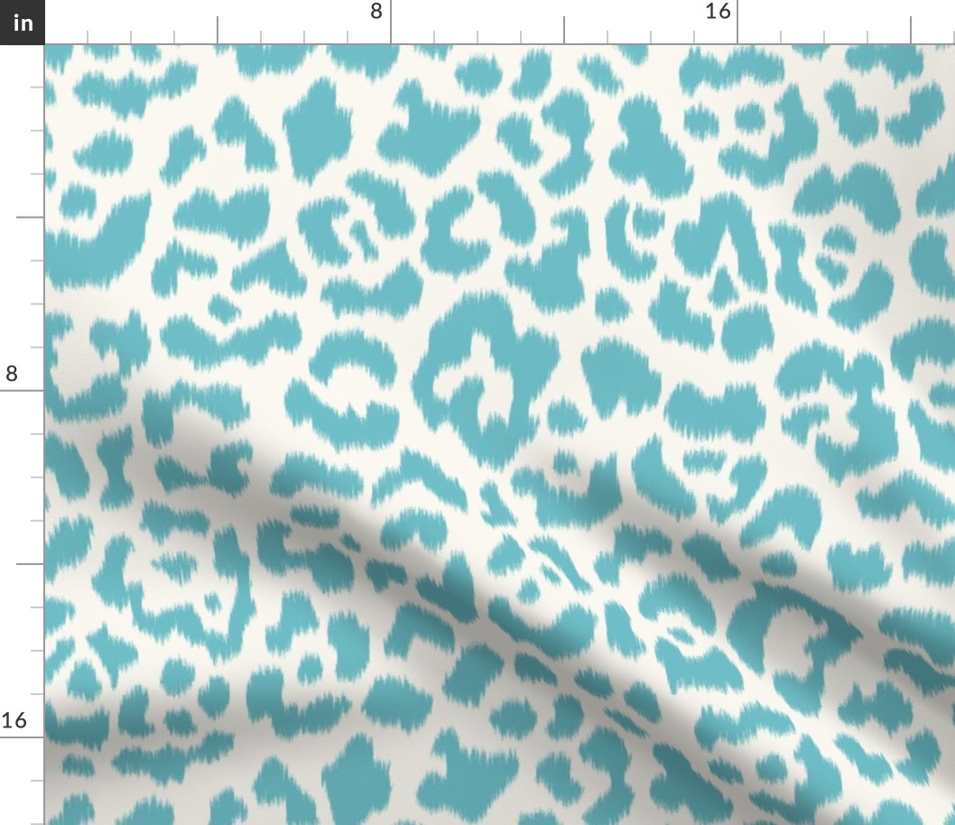 Aqua Cream Ikat leopard