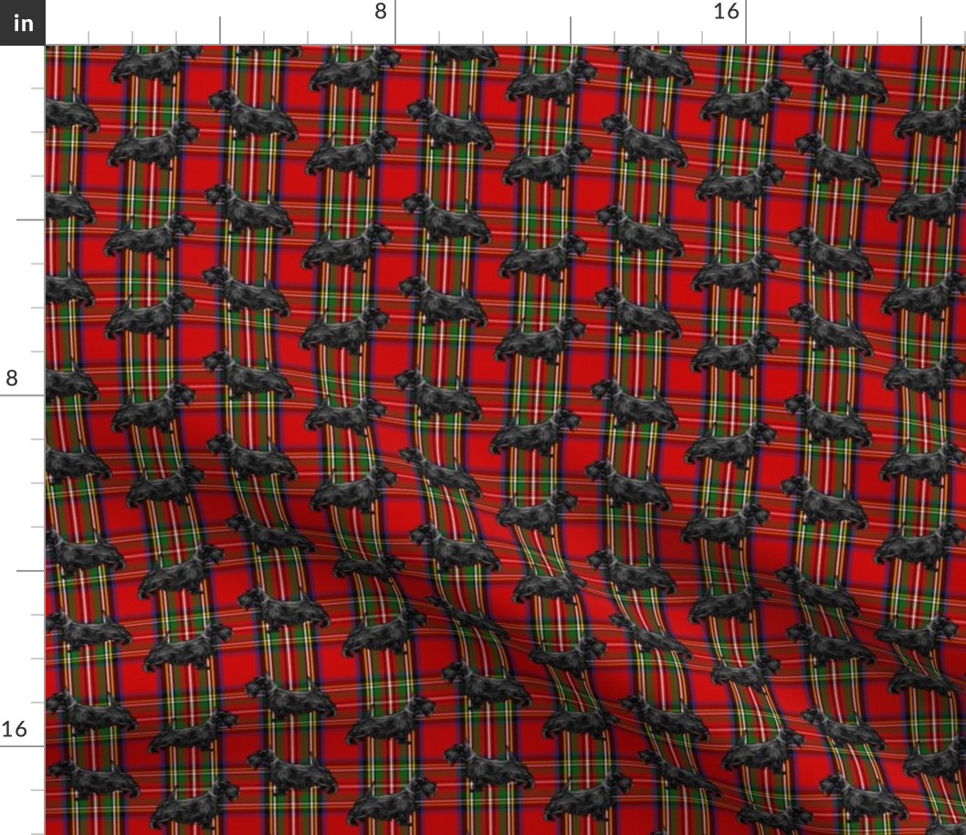 Scottie Dog on Red Scottish Tartan