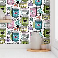Vintage Cat Food Cans on White