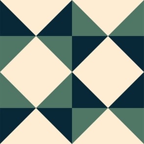 Midcentury Squares - Navy Teal Cream Geometric pattern