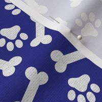 Dog Bone and Paw Pattern Blue and White