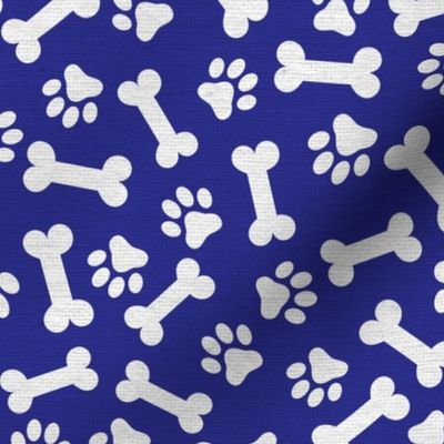 Dog Bone and Paw Pattern Blue and White