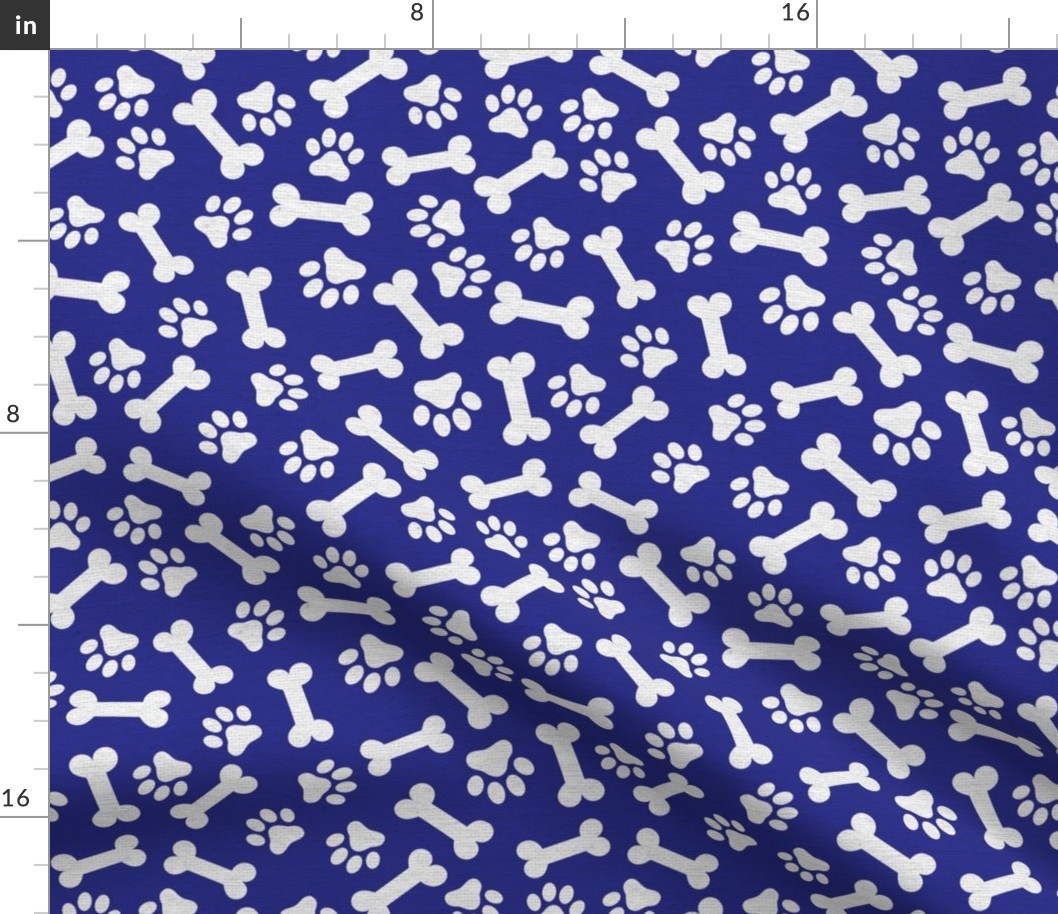 Dog Bone and Paw Pattern Blue and White
