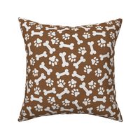 Dog Bone and Paw Pattern Brown and White