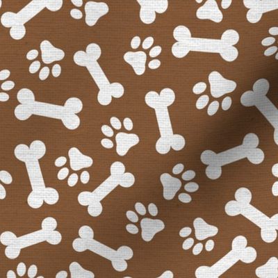 Dog Bone and Paw Pattern Brown and White