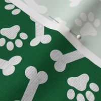 Dog Bone and Paw Pattern, Dog Fabric, St Paddy Green, St Patricks Day Shamrock Clover 