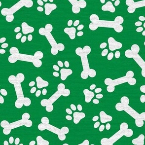 Dog Bone and Paw Pattern, Dog Fabric, St Paddy Green, St Patricks Day Shamrock 