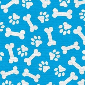 Dog Bone and Paw Pattern Light Blue and White Teal