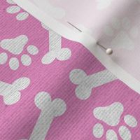Dog Bone and Paw Pattern Light Pink and White
