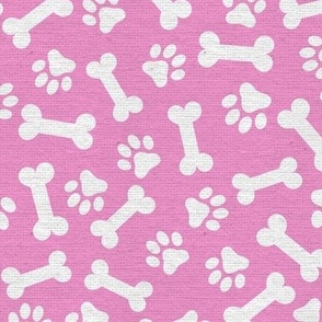 Dog Bone and Paw Pattern Light Pink and White