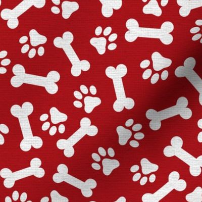Dog Bone and Paw Pattern Red and White-01-01