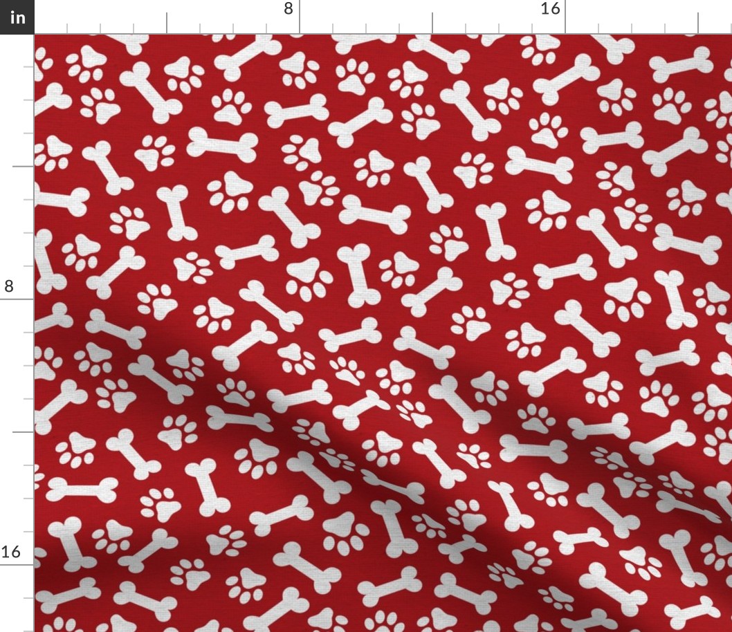 Dog Bone and Paw Pattern Red and White-01-01