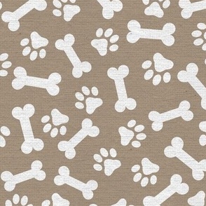 Dog Bone and Paw Pattern Tan and White-01-01