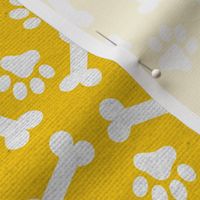 Dog Bone and Paw Pattern Yellow and White-01