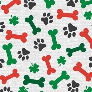 St Patricks Day Shamrock Clover Dog Bone and Paw Pattern Orange and White St Paddy Green Orange Clover