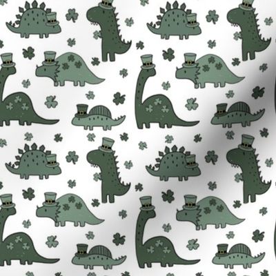 Small Scale - Lucky Dinos Muted Green White BG