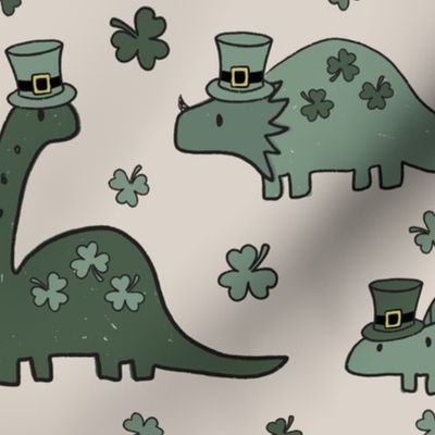 Large Scale - Lucky Dinos Muted Green Beige BG