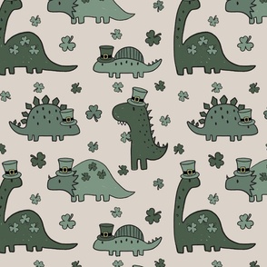 Large Scale - Lucky Dinos Muted Green Beige BG