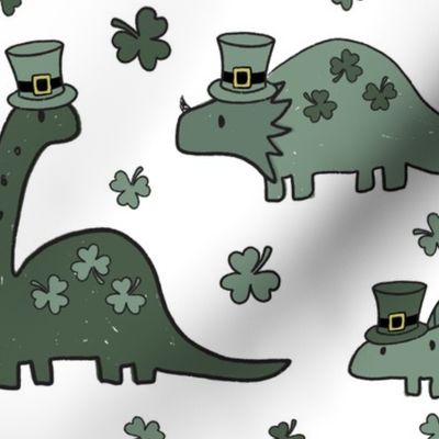 Large Scale - Lucky Dinos Muted Green White BG