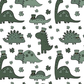 Large Scale - Lucky Dinos Muted Green White BG