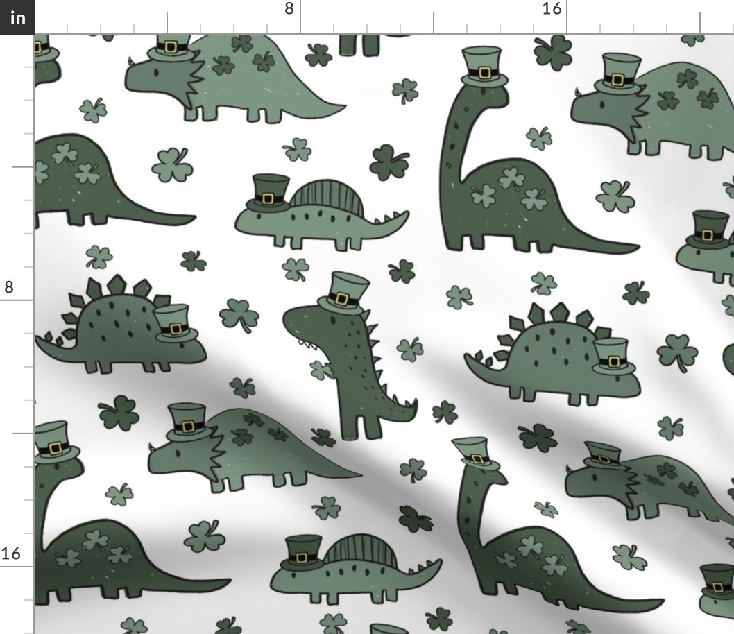 Large Scale - Lucky Dinos Muted Green White BG