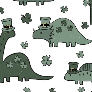 XL Scale - Lucky Dinos Muted Green White BG