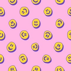 smiley guys - pink/purple